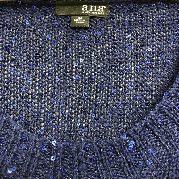 EUC Ana Navy Blue Holiday Open Knit Sweater - Picture 2 of 7